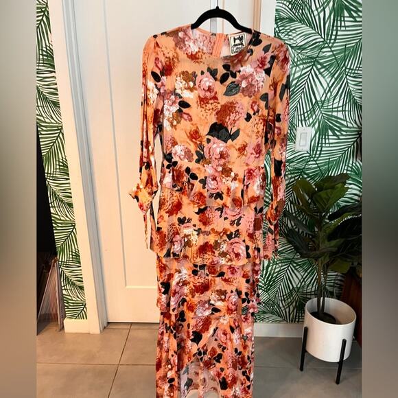 Anthropologie Jaase Floral Long Sleeve Tiered Maxi Dress Small - Picture 3 of 11